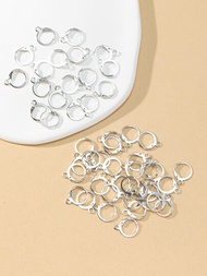 50入組時尚三維金屬電鍍圓形扁耳環掛勾,手工耳環,o型法式耳環掛鉤,diy珠寶製作用品
