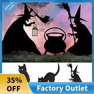 Halloween Witch Silhouette, Wrought Iron Witches Black Cauldron  Yard Signs Scary Family Home Front 