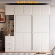 Cream White Solid Wood Wardrobe Wardrobe Sliding Door Sliding Wardrobe Wardrobe Cabinet Open Wardrob