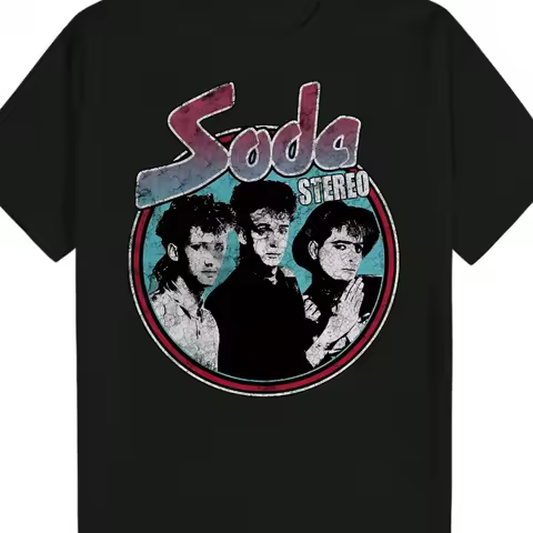Men'S Retro Soda Stereo Graphic Cotton T-Shirt Crew Neck Tee with Soda Design Essential for Casual A