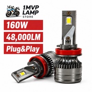 1 MVP X11 H11 160W 48000LM LED Car Headlights 7000K Super Bright H4 IP67 Waterproof Bulbs 1 Pair