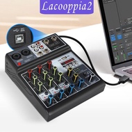 [Lacooppia2] Audio Mixer Support Bluetooth 5.0 USB Portable 4 Channel 48V Power DJ Mixer for Computer