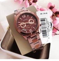Fossil Perfect Boyfriend Multifunction Wine Stainless Steel Watch ES4110 With 1 Year Warranty For Mechanism
