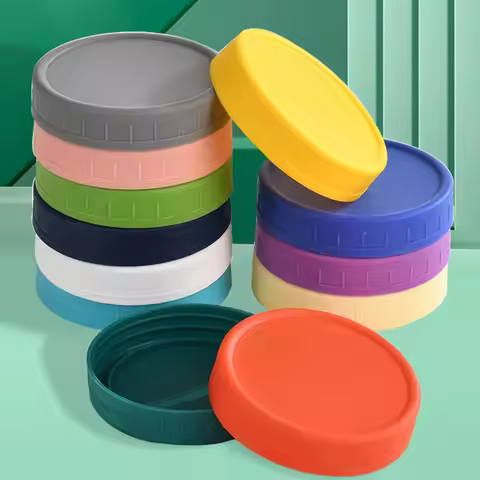 8PCS Mason-Jar Plastic Lids 70mm/86mm Compatible Ball Kerr Brands Reusable Leak-proof Sealing Silico