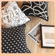 Pillow Cotton Linen Living Room Sofa Texdream Modern Attitude Black White Face Abstract Light Design