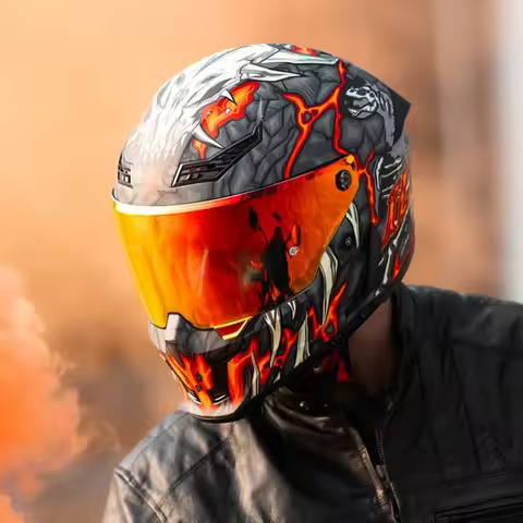 ILM Motorcycle Helmet DOT ECE Certification Double Lens Capacete Medusa Pattern Men Women Racing Cas