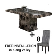 Q 10  1+8 Black Marble Dining Set / 8 Seater Black Marble Dining Table Set / Marble
