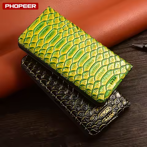 Snake Texture Genuine Leather Case for LG V30 V30S V40 V50 V60 Thinq Velvet Wing 5G Wallet Cover Wit