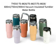 Ready to Ship TYESO Cup 600ml/750ml/900ml Vacuum Insulated Tumbler Keep Cold And Hot With Handle Multipurpose With Straw Carrying Handle Bottle