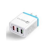 QC3.0 Fast Charge 3USB Multi-Port 5V/9V/12V Smart Travel Apple Xiaomi Huawei Mobile Phone Charger US