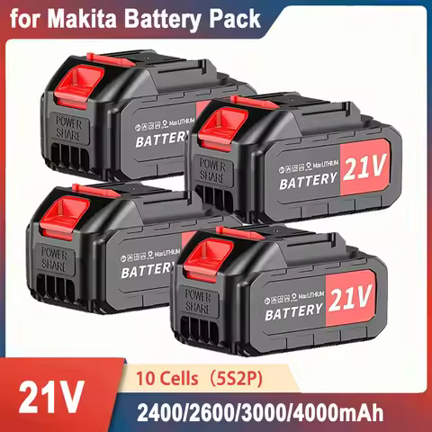 21V 10-Cells 5S2P 2400/2600/3000/4000mah Replacement Battery Pack for Makita 18V Compatible Cordless