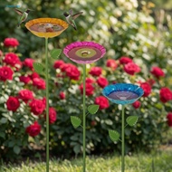 GH|  Outdoor Bird Feeder Stake Garden Stake Bird Feeder 4pcs Metal Flower Bird Baths Garden Stake Be