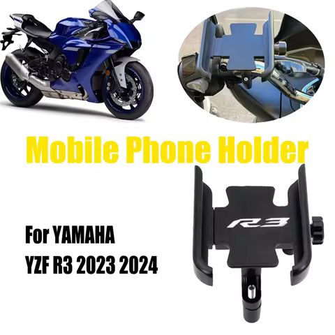 For YAMAHA YZF R3 YZFR3 R 3 2023 2024 CNC Motorcycle Accessories Mirror Handlebar Mobile Phone Holde