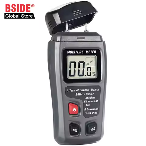 BSIDE EMT01 Two Pins Digital Wood Moisture Meter 0-99.9% Wood Humidity Tester Timber Damp Detector w