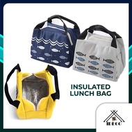 iDECO Aluminum Foil Insulated Bag Lunch Bag Cute Small Fish With Rice Tote Bag Waterproof Lunch Box Package