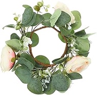 Cabilock Eucalyptus Wreath Christmas Candle Rings Christmas Gift Candle Rings for Pillars Wreath Candle Rings Wreaths Party Wreath Christmas Layout Props Wall Wreath