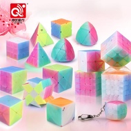 Qiyi Jelly Cube 2x2 3x3 4x4 Pyramid Speed Cube Triangle Cube Magic Cube Puzzles Transparent Pastel C
