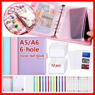 12pcs A6 Binder Pockets Fail 6 Hole Zipper Folder Cash Envelope Bills Storage Planner Notebook