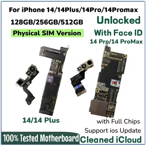 Fully Tested Well Motherboard For iPhone 14 Pro Max 14 Plus With/NO Face ID Physics SIMVersion Clean