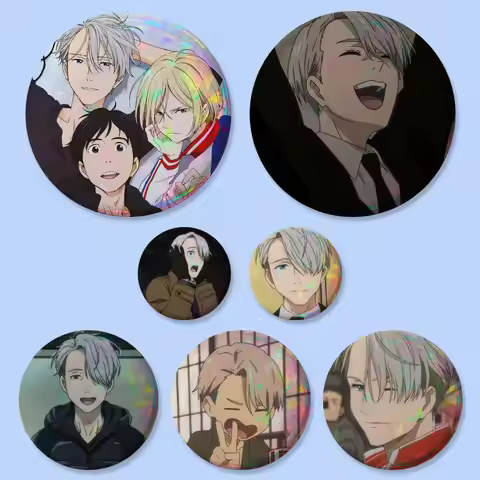 Anime Yuri On Ice Badges 25 32 44 58 75 Mm Round Cosplay Pin Bag Decor Fans Collect Friends Gifts Br
