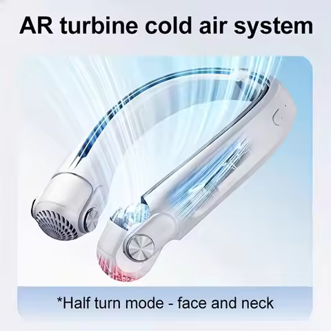 Portable Neck Hanging Fan With Usb Charging Adjustable Bladeless Turbofan Bladeless Student Dormitor