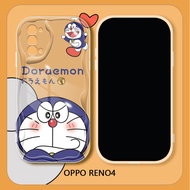 For OPPO Reno4 Pro Reno4 F Reno4 Lite Reno5 F Reno5 Lite R17 R15 Pro Casing Cute Cartoon Doraemon Cream Wave Edge Silicone Soft Cover Full Camera Shockproof Protection Phone Case