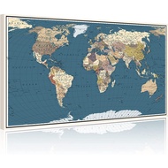 Global Hot Welmeco Large Office Wall Decoration Detailed World Map Canvas Prints with Premium White 