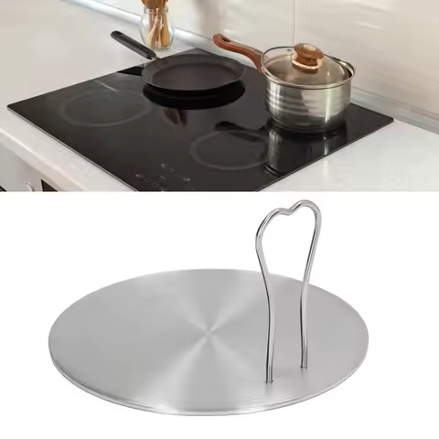 Cooking Plate Heat Diffuser Safe Handle Convenient Heat Induction Converter Plate Evenly Conduct for