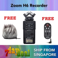 Zoom H6 Handy Recorder with Interchangeable Microphone (Free Wind Shield + Free Zoom RCH-6 Wired Remote Controller)