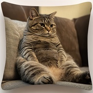 1 Piece Cat Pattern Decorative Pillowcase, Single-sided Print, Zipper Closure, Suitable for 14x14, 1