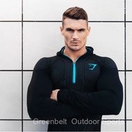 GYMSHARK Men's 1/4 Zipper  onyx1.0 Seamless Slim-fit Quick-Drying Stretch Small Label Long Sleeve