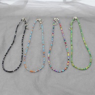 ஐ Simple Seed Beads Strand Choker Necklace for Women String Collar Charm Colorful Handmade Bohemi