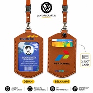 ID CARD HOLDER LEATHER NAME COLOR UV PRINTTAG CUSTOM COMPANY NAME LOGO - K4