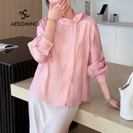 French Ribbon Shirt - Spring/Autumn Long Sleeve Chiffon Top Y058C3109