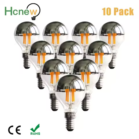 Vintage E14 Led Bulb Silver Mirror G45 4W Filament Light Bulb E27 Dimmable Replaceable Warm White In