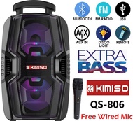 KIMISO QS-806 6.5 Inch LED TROLLEY SPEAKER Super Bass Speaker Bluetooth/USB/TF/LED Light