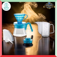 HARIO V60 Color Brew with Kettle 1-2 Cup Hand Drip Set - Heatproof Glass Server, Measuring Spoon, 40