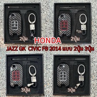Carbon Key Case H18!HONDA JAZZ GK CIVIC FB 2014 Model 2 Buttons 3 Luminous Kevlar (With Keychain)
