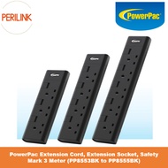 PowerPac Extension Cord, Extension Socket, Safety Mark 3 Meter (PP8553BK to PP8555BK)