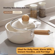 Ready Stock 16-20cm Non-Stick Coating Milk Pot Non-Stick Pot Milk Pot with Wooden Lid Suitable for G