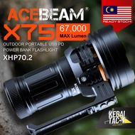 ACEBEAM X75 XHP70.2 - 80000 Lumen Black Searchlight Flashlight - - from KEDAI TAC-T