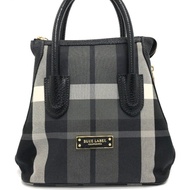 [Pre Owned]Blue Label Crestbridge checkered handbag canvas/leather women black