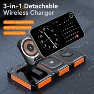 3-in-1 Foldable Magnetic Wireless Charger Stand, 15W Fast Charger for Phone 16, 15, 14, Pro/Max/Plus