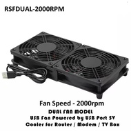 120mm Cooling Fan External Cooler Stand Router Modem TV Box With 5V USB (Dual Fan 2000RPM) ASUSAC3100 AC3200 AC2400 AC66u AC87u AC88u R7000 EVPAD UNBLOCK