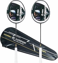 ALPSPORT XHP 6U G4 T700 Graphite Badminton Rackets Set of 2, Carbon Fiber Racquets Including Leather