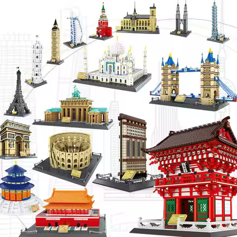 MOC World Famous Architecture Eiffel Tower Taj Maha Building Blocks,City London Paris Wange Expert C