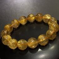 純天然巴西進口老礦金發晶鈦晶手鏈 珠經14MM 發絲多密 品相一流