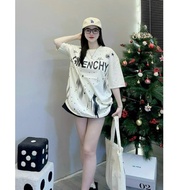 Women's loose-fitting loose-fitting cotton t-shirt with CHY printed on it, Korean style M1244