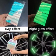 20Pcs Car Wheel Hub Reflective Sticker Luminous Green Decorative Sticker Universal Reflective Strip