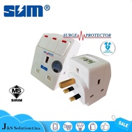 S133N SUM 3 Way 3 Pin Adaptor with Neon Switch & Surge Protector
